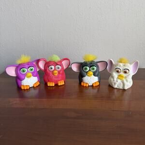 Lot of 4 Furby 1998 McDonalds Toys 2 Waddle Ears Move 1 Pull Back Walk 1 Sound